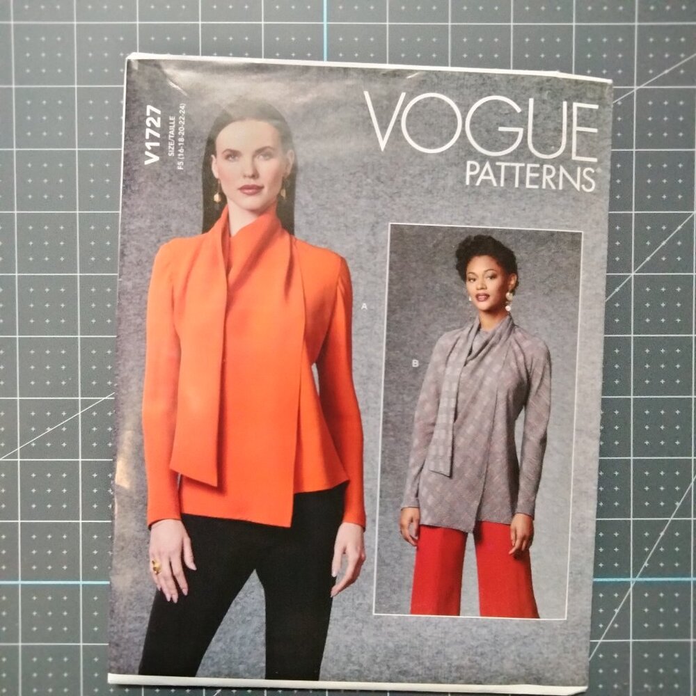 V1727 Vogue Pattern, 16-24, Misses' Blouse, Uncut, FF, OOP